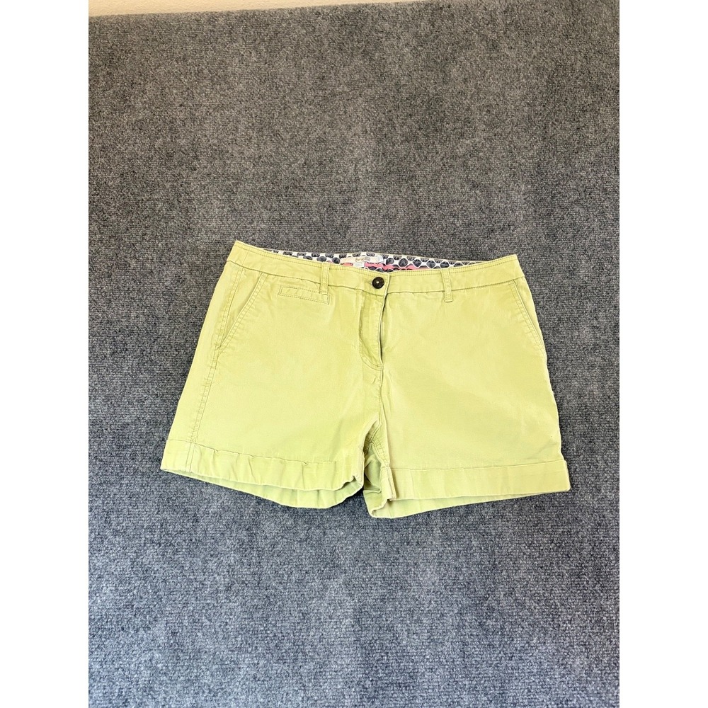 Boden Women's Cuffed 4in Chino Bermuda Shorts  Light Green Cotton Blend US 10
